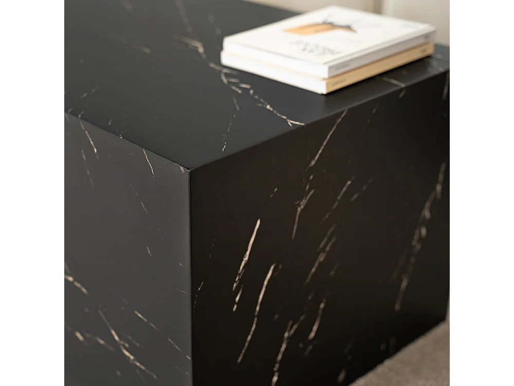 Home Deluxe - Table basse en marbre AMIRI L | Couleur : noir, Taille : 95 x 40 x 50 cm