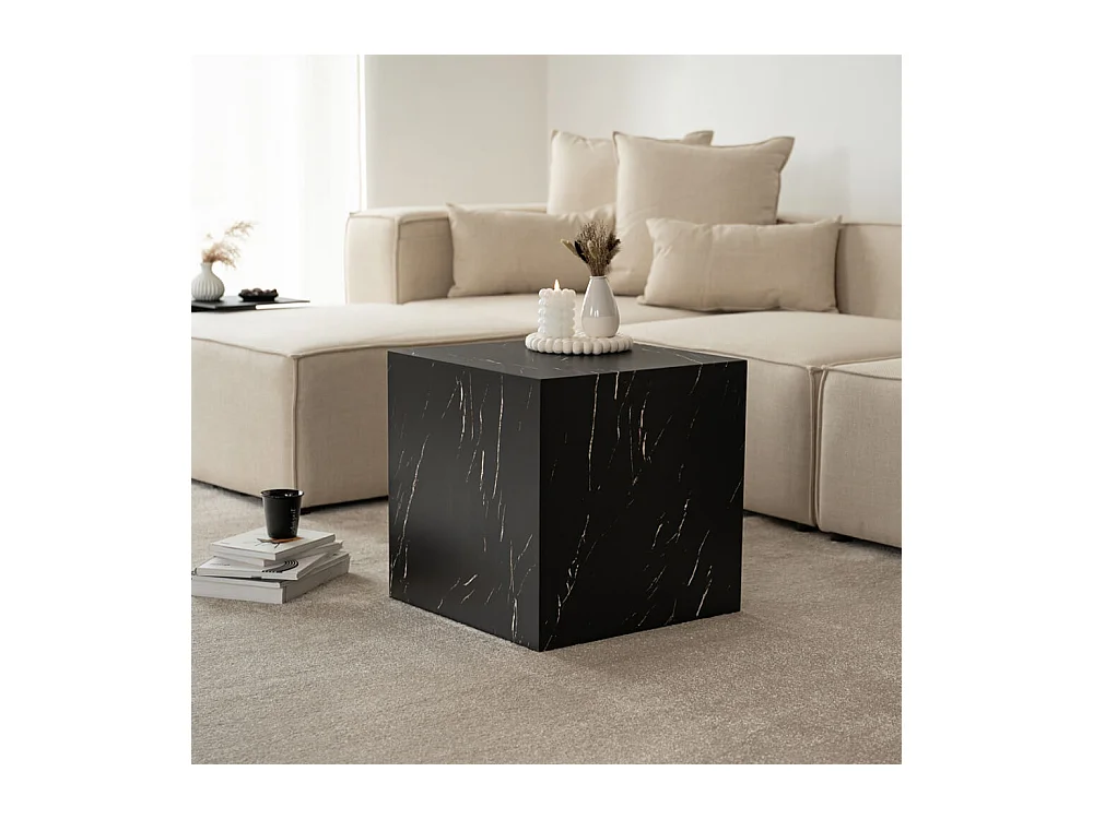 Home Deluxe - Table basse en marbre AMIRI M | Couleur : noir, Dimension : 50 x 50 x 50 cm