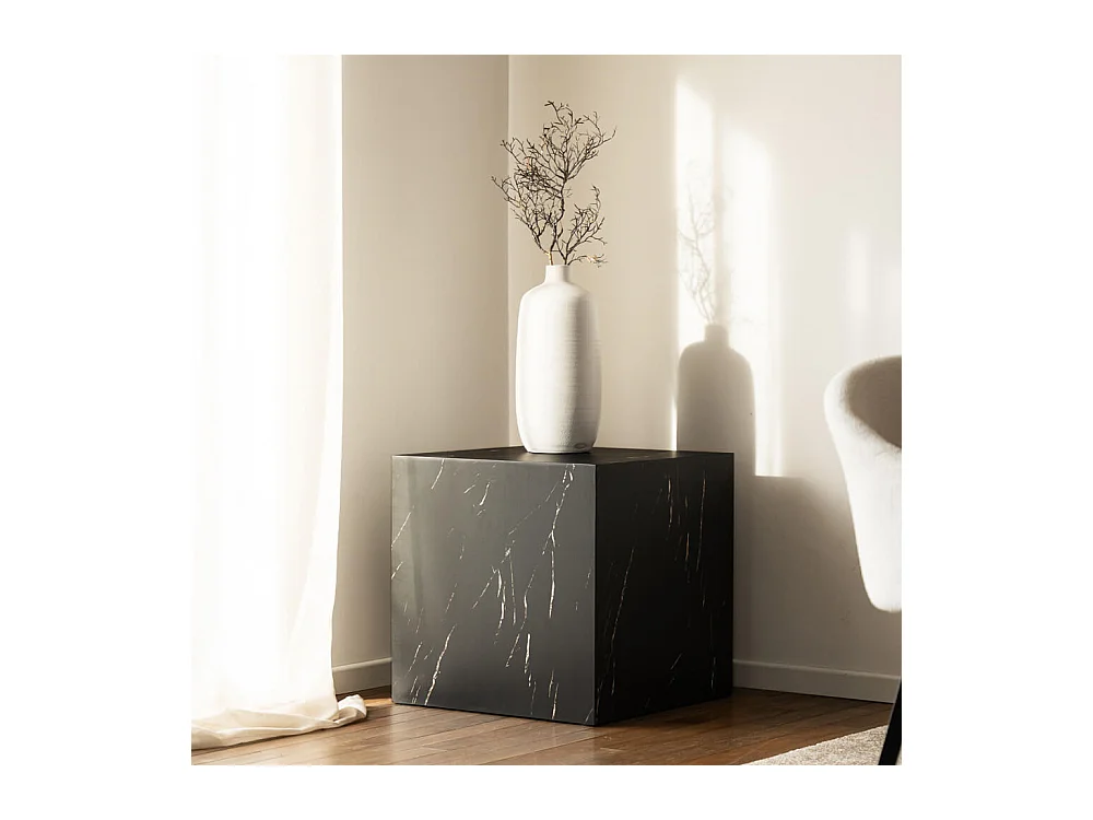 Home Deluxe - Table basse en marbre AMIRI M | Couleur : noir, Dimension : 50 x 50 x 50 cm