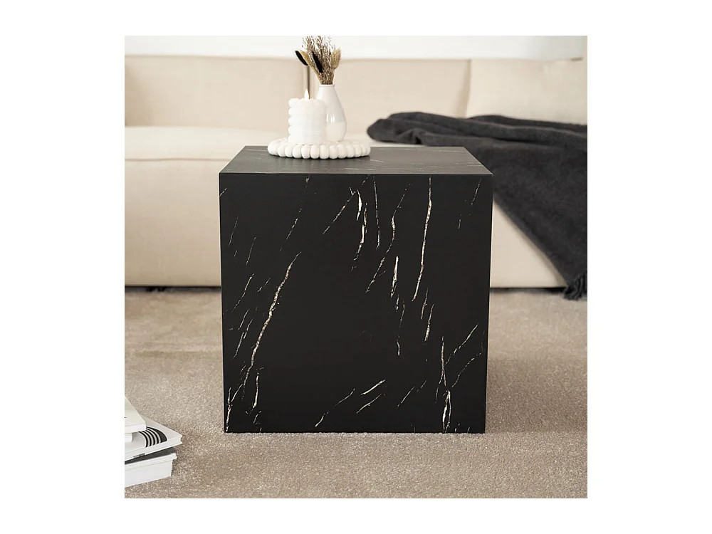 Home Deluxe - Table basse en marbre AMIRI M | Couleur : noir, Dimension : 50 x 50 x 50 cm