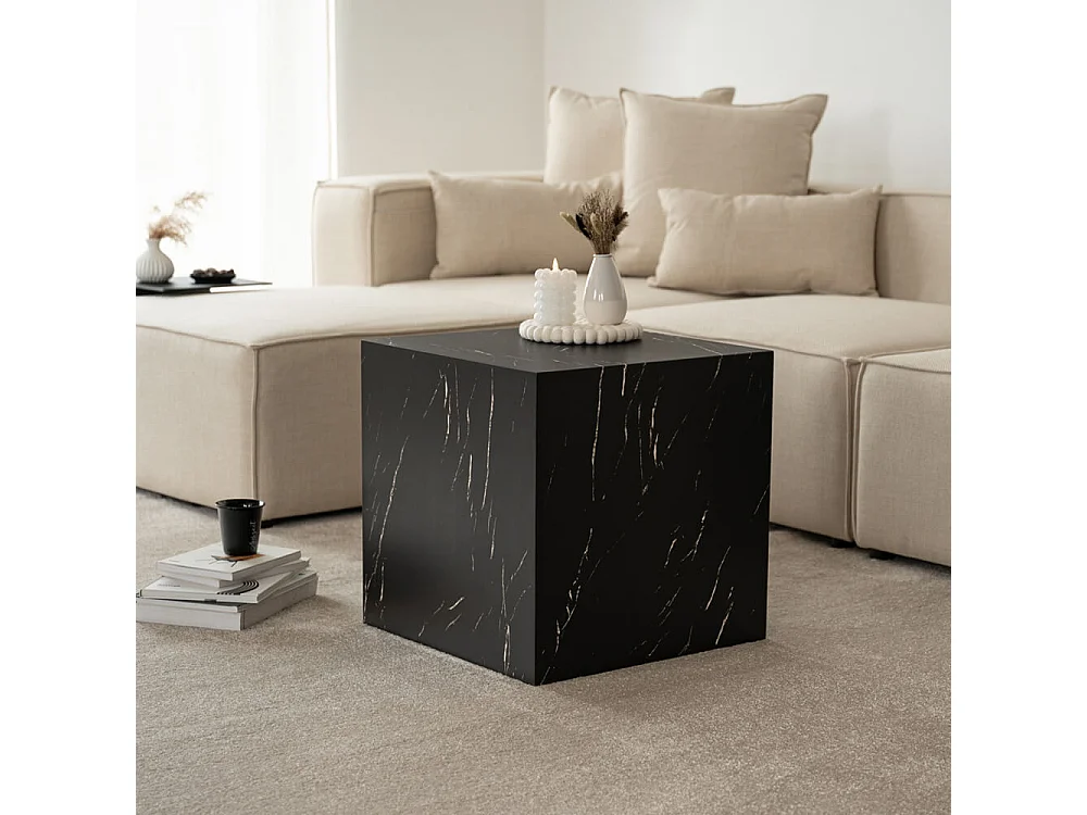 Home Deluxe - Table basse en marbre AMIRI M | Couleur : noir, Dimension : 50 x 50 x 50 cm
