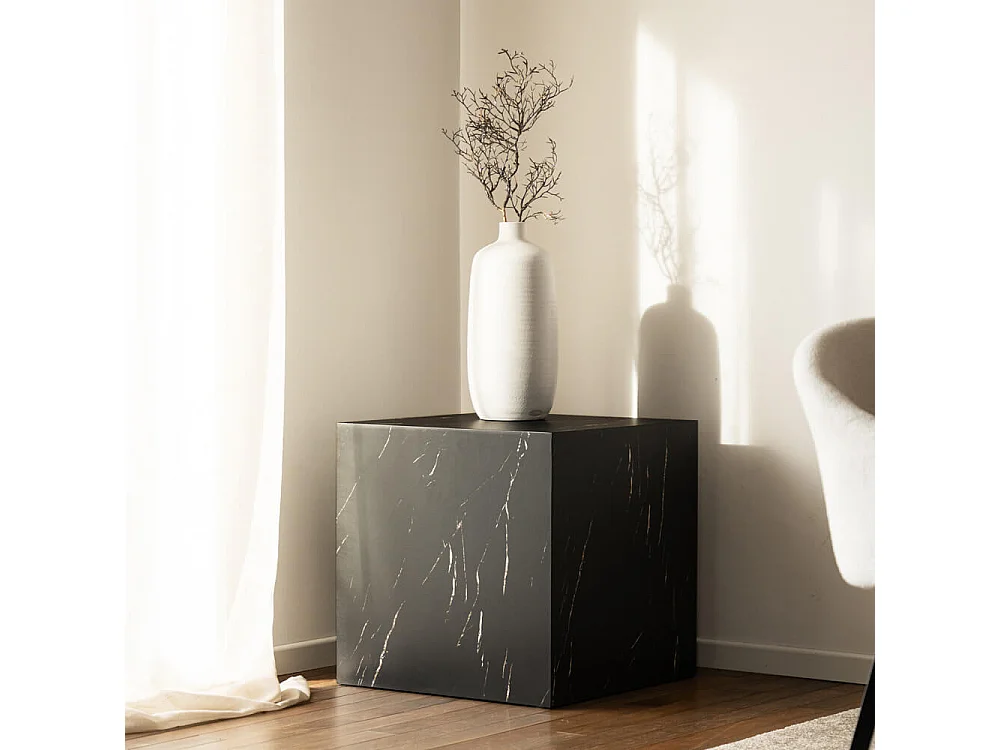 Home Deluxe - Table basse en marbre AMIRI M | Couleur : noir, Dimension : 50 x 50 x 50 cm
