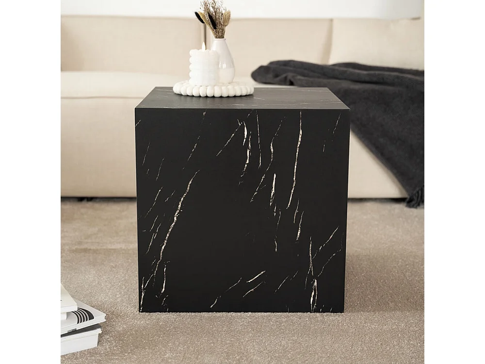 Home Deluxe - Table basse en marbre AMIRI M | Couleur : noir, Dimension : 50 x 50 x 50 cm