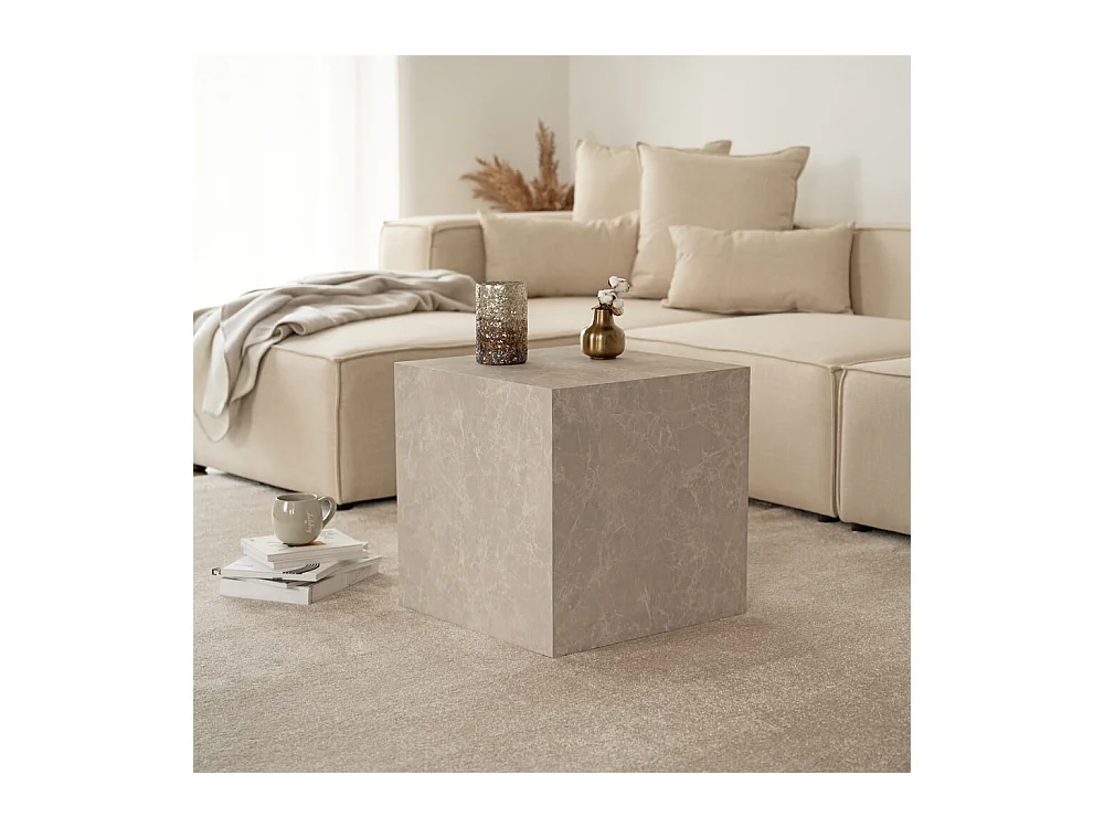 Home Deluxe - Table basse en marbre AMIRI M | Couleur : beige, Dimension : 50 x 50 x 50 cm