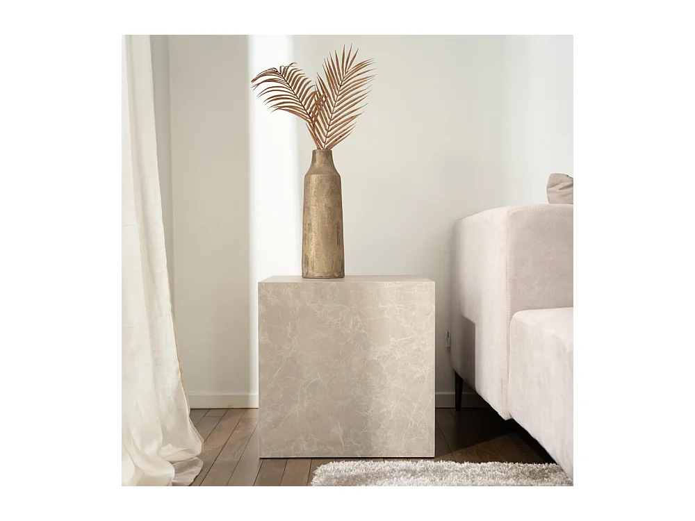 Home Deluxe - Table basse en marbre AMIRI M | Couleur : beige, Dimension : 50 x 50 x 50 cm