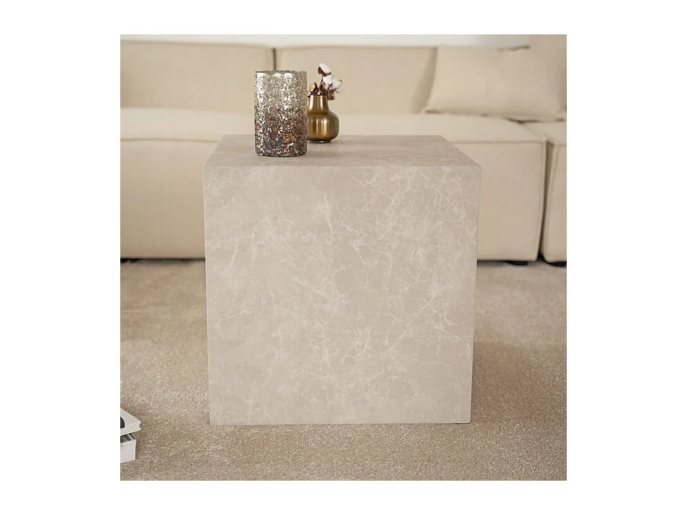 Home Deluxe - Table basse en marbre AMIRI M | Couleur : beige, Dimension : 50 x 50 x 50 cm