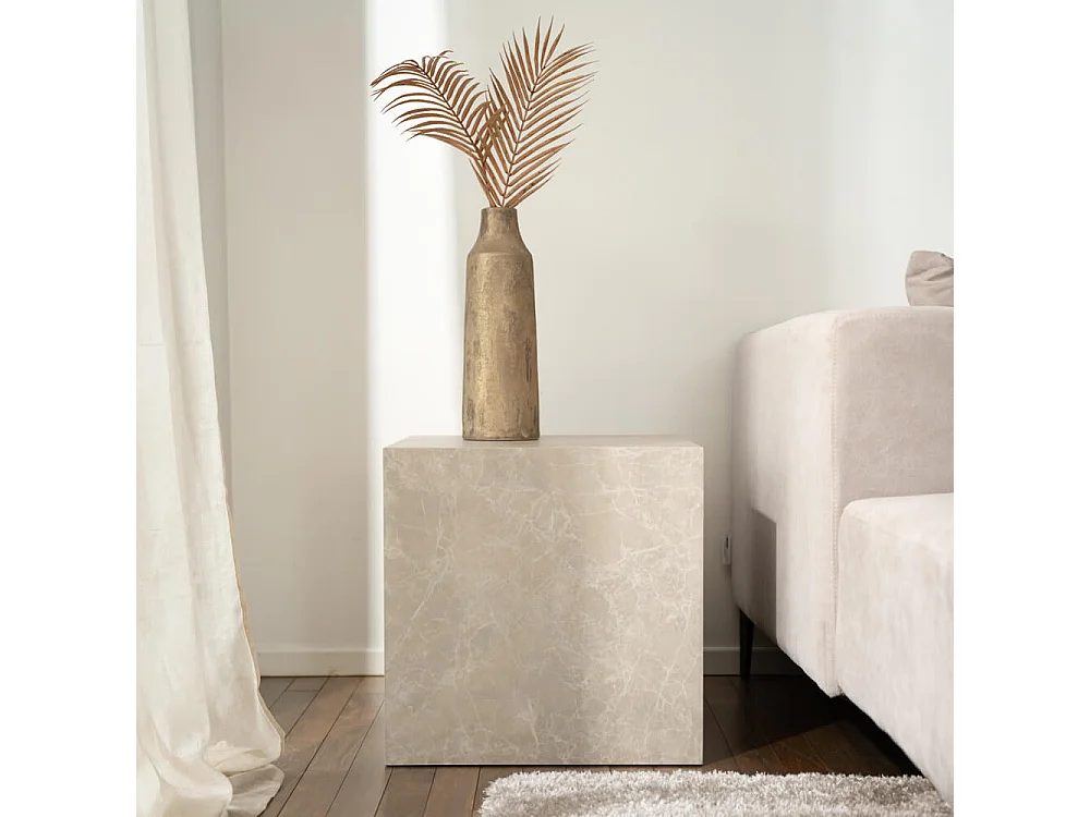 Home Deluxe - Table basse en marbre AMIRI M | Couleur : beige, Dimension : 50 x 50 x 50 cm