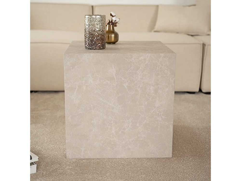 Home Deluxe - Table basse en marbre AMIRI M | Couleur : beige, Dimension : 50 x 50 x 50 cm