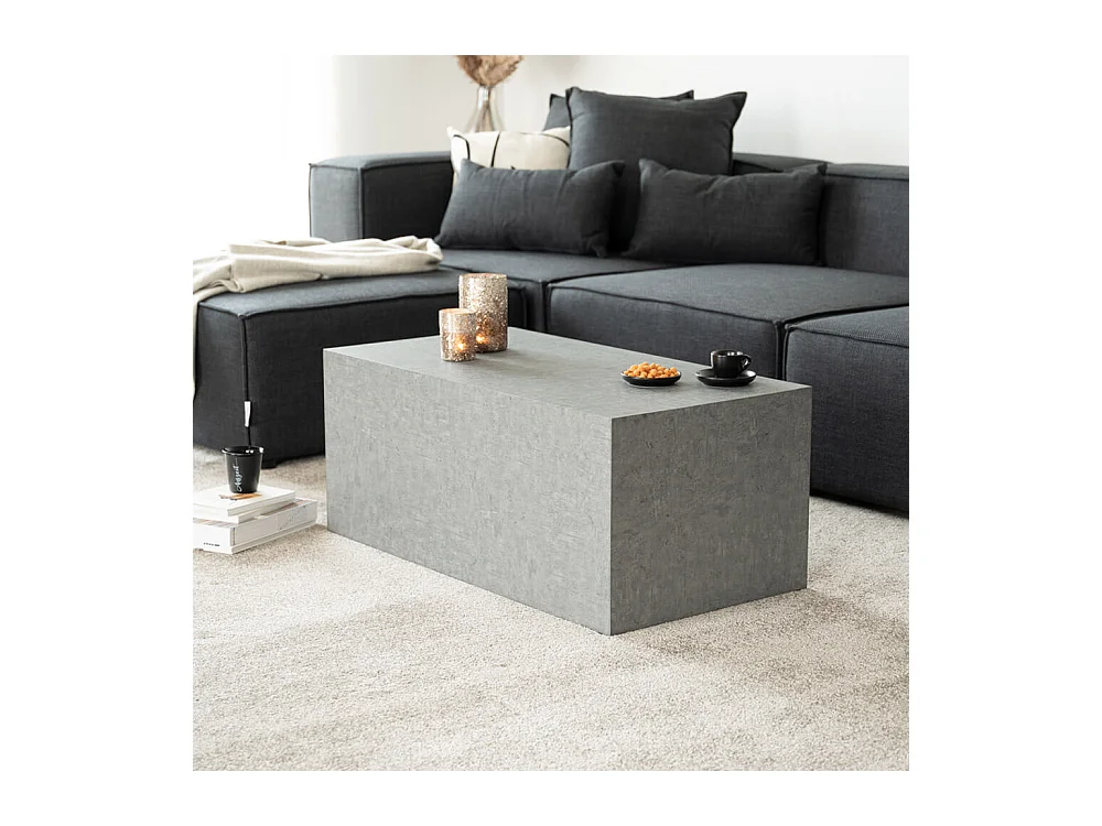 Home Deluxe - Table basse en marbre AMIRI L | Couleur : gris, Dimension : 95 x 40 x 50 cm