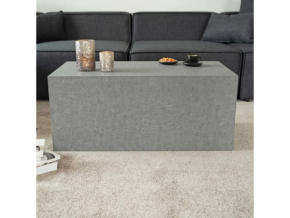 Home Deluxe - Table basse en marbre AMIRI L | Couleur : gris, Dimension : 95 x 40 x 50 cm