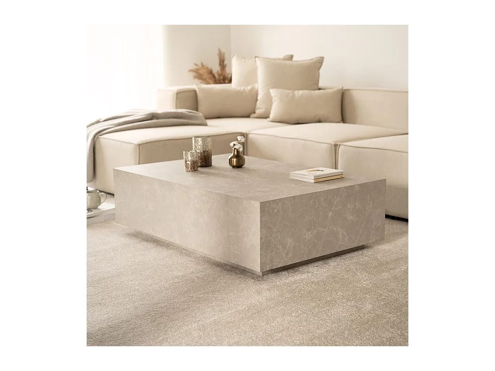 Home Deluxe - Table basse en marbre AMIRI XXL | Couleur : Beige, Dimension : 120 x 35 x 80 cm