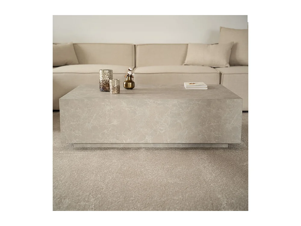Home Deluxe - Table basse en marbre AMIRI XXL | Couleur : Beige, Dimension : 120 x 35 x 80 cm