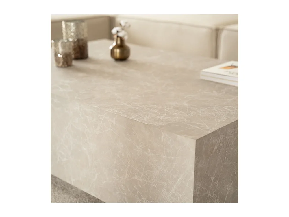 Home Deluxe - Table basse en marbre AMIRI XXL | Couleur : Beige, Dimension : 120 x 35 x 80 cm