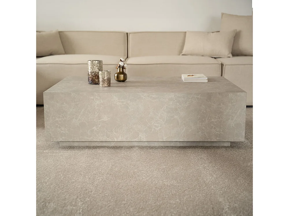 Home Deluxe - Table basse en marbre AMIRI XXL | Couleur : Beige, Dimension : 120 x 35 x 80 cm