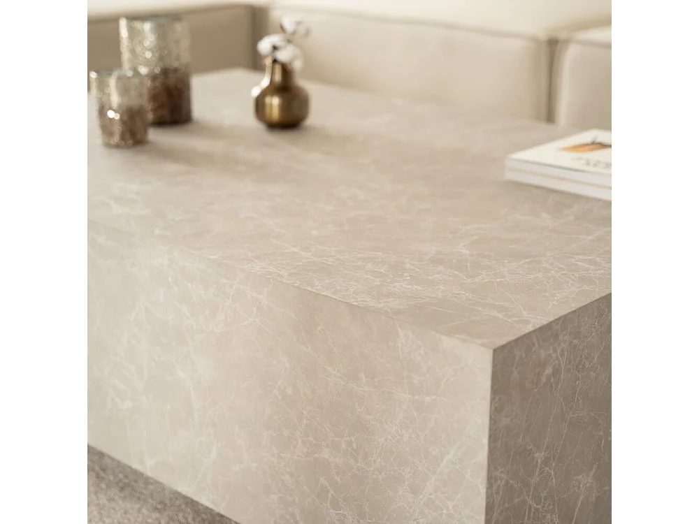 Home Deluxe - Table basse en marbre AMIRI XXL | Couleur : Beige, Dimension : 120 x 35 x 80 cm