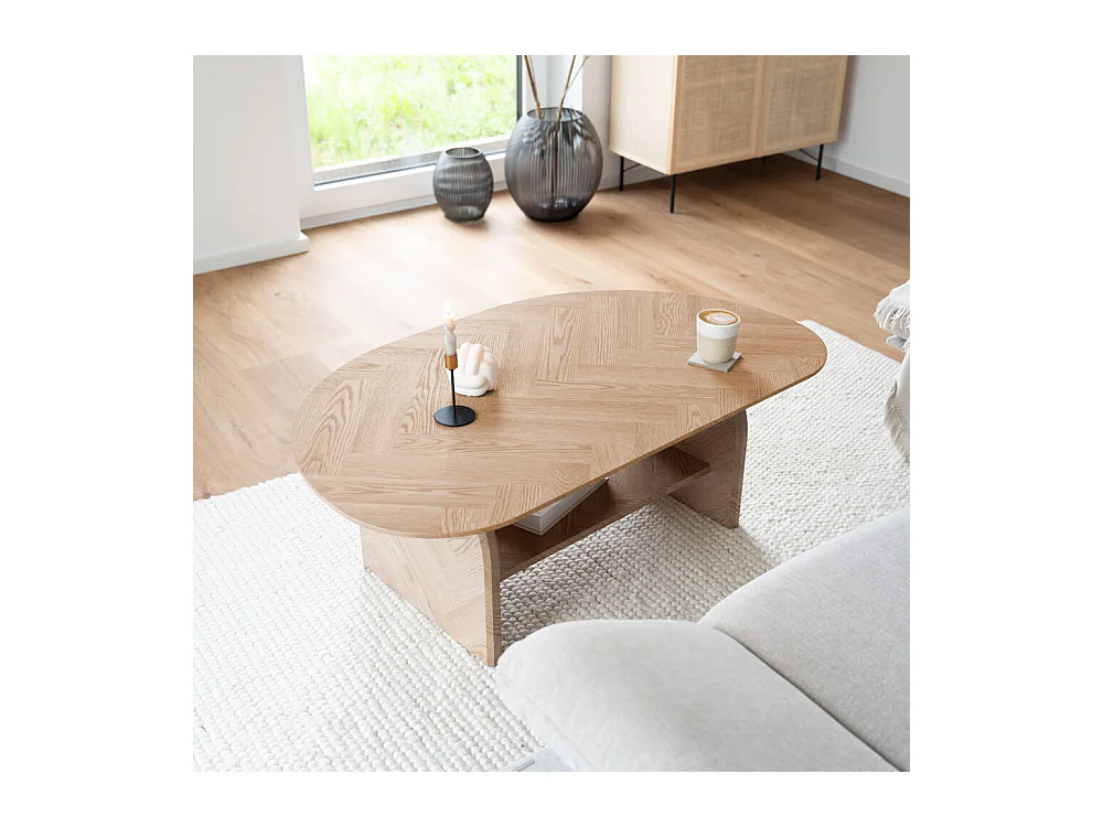 Home Deluxe Table basse ovale LIARA - 131 x 82 x 13 cm