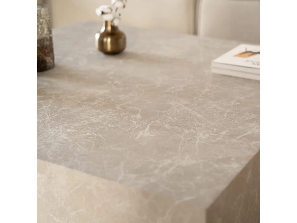 Home Deluxe - Table basse en marbre AMIRI XL | Couleur : beige, Dimension : 95 x 35 x 95 cm