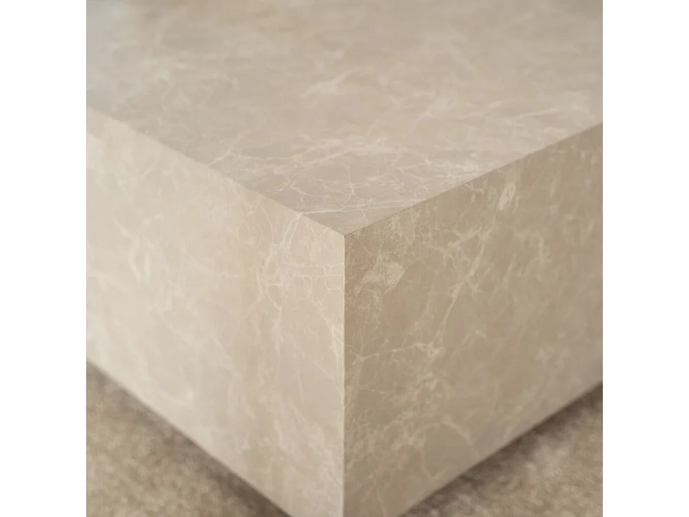 Home Deluxe - Table basse en marbre AMIRI XL | Couleur : beige, Dimension : 95 x 35 x 95 cm