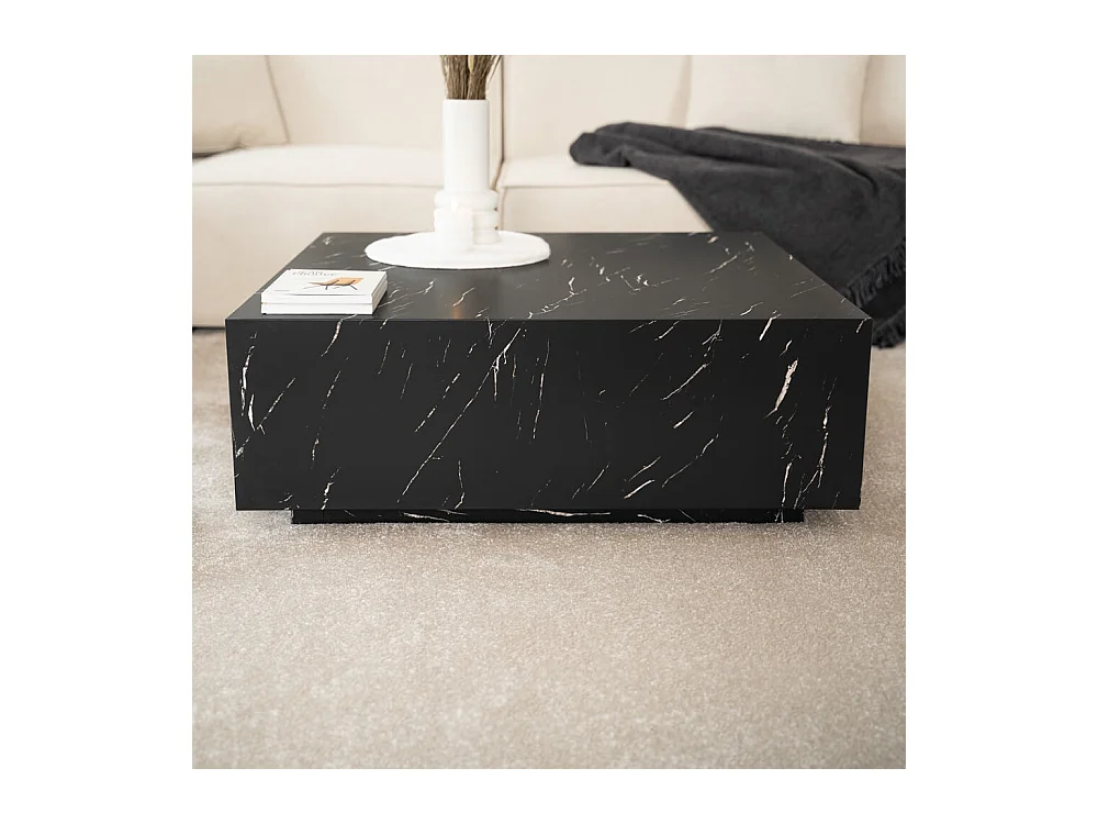 Home Deluxe - Table basse en marbre AMIRI XL | Couleur : noir, Dimension : 95 x 35 x 95 cm