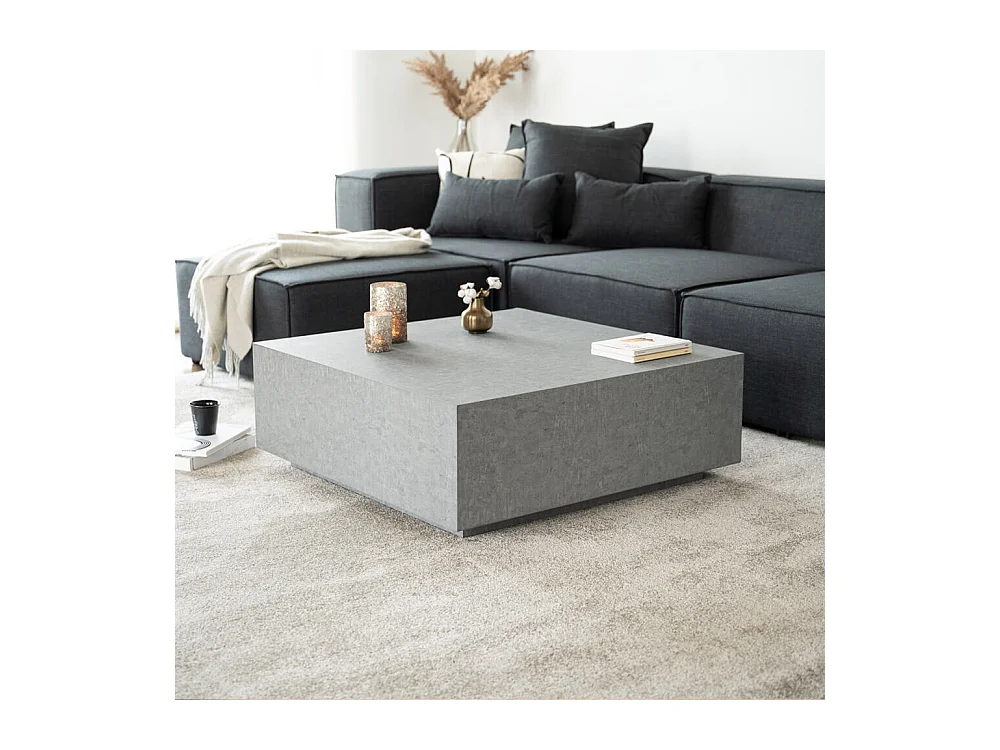 Home Deluxe - Table basse en marbre AMIRI XL | Couleur : gris, Dimension : 95 x 35 x 95 cm
