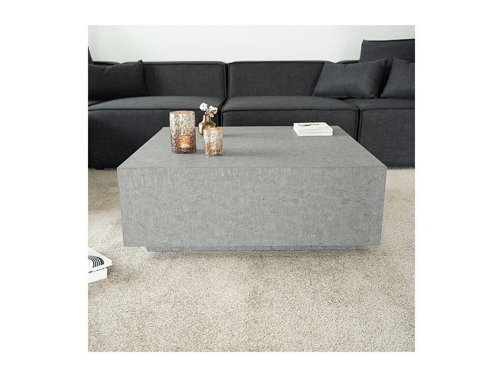 Home Deluxe - Table basse en marbre AMIRI XL | Couleur : gris, Dimension : 95 x 35 x 95 cm