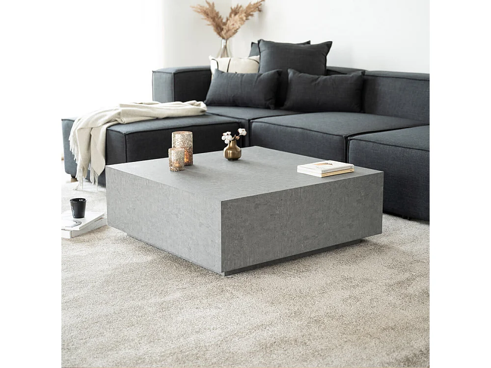 Home Deluxe - Table basse en marbre AMIRI XL | Couleur : gris, Dimension : 95 x 35 x 95 cm