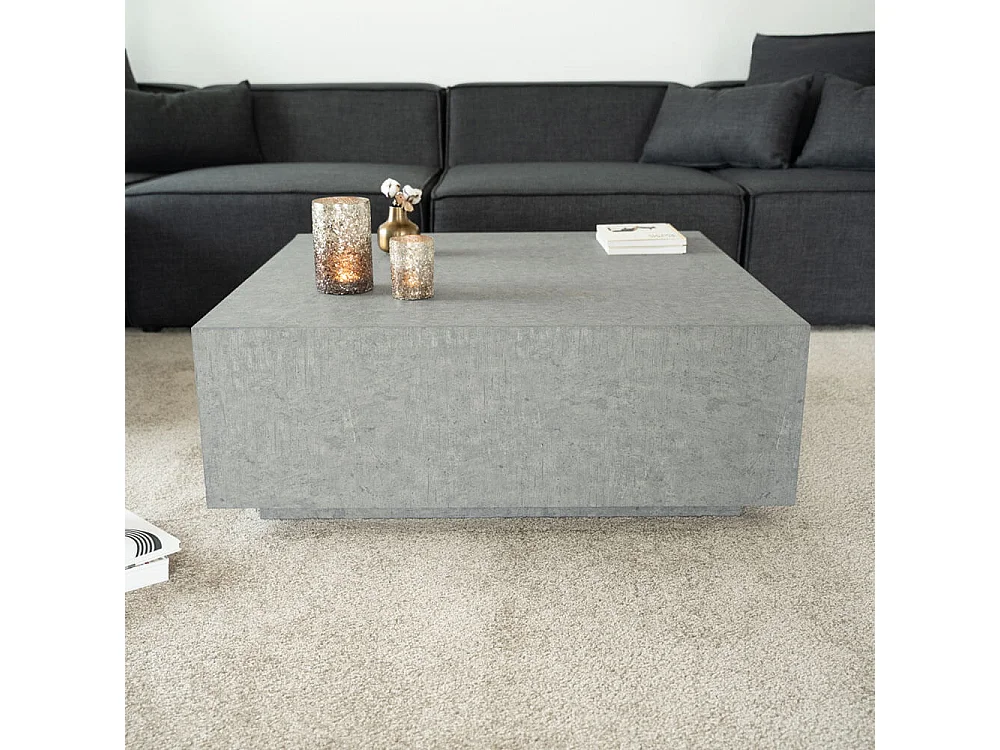 Home Deluxe - Table basse en marbre AMIRI XL | Couleur : gris, Dimension : 95 x 35 x 95 cm