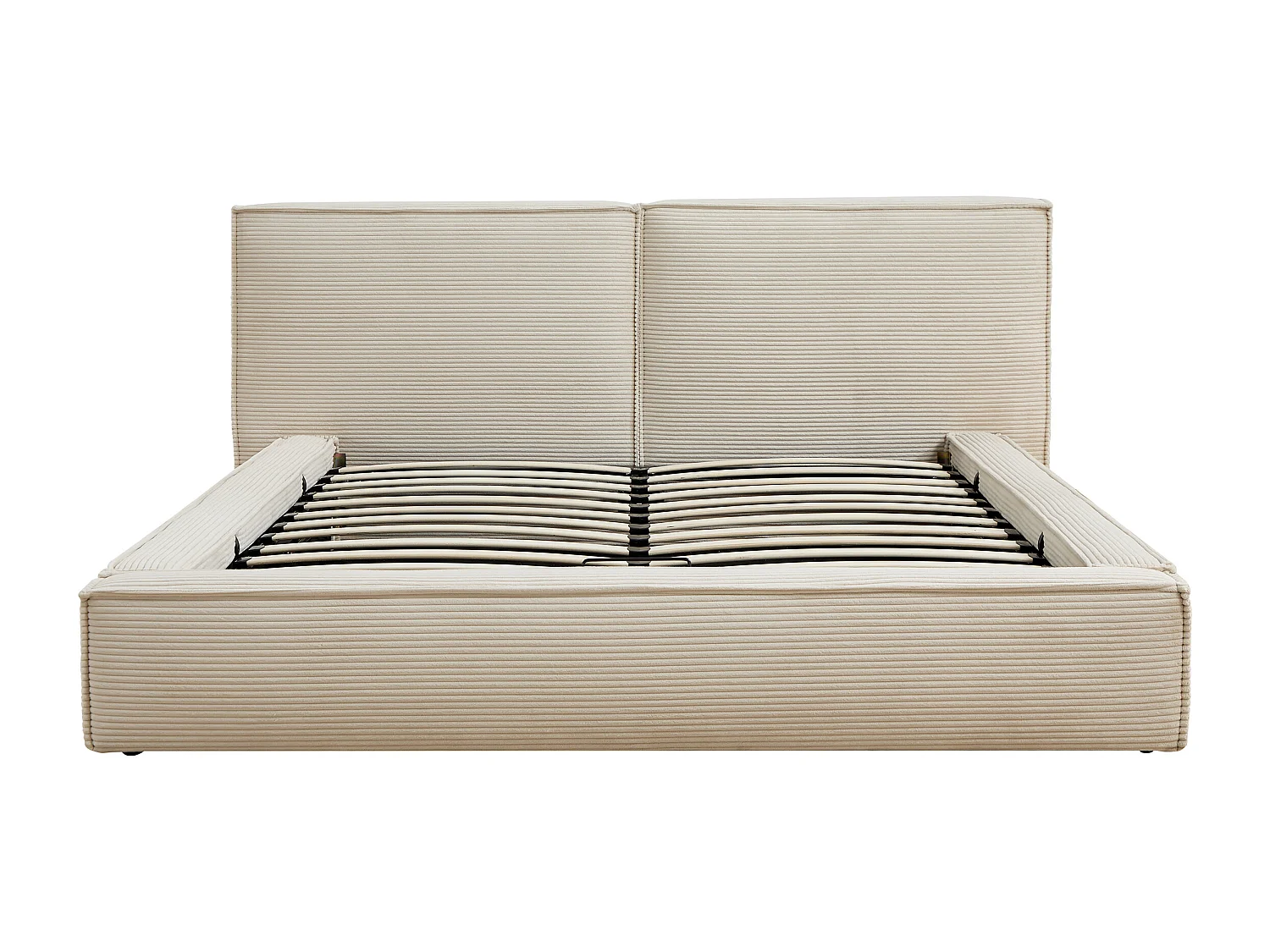 Lit coffre 160 x 200 cm – Velours côtelé – Beige - TAVESO