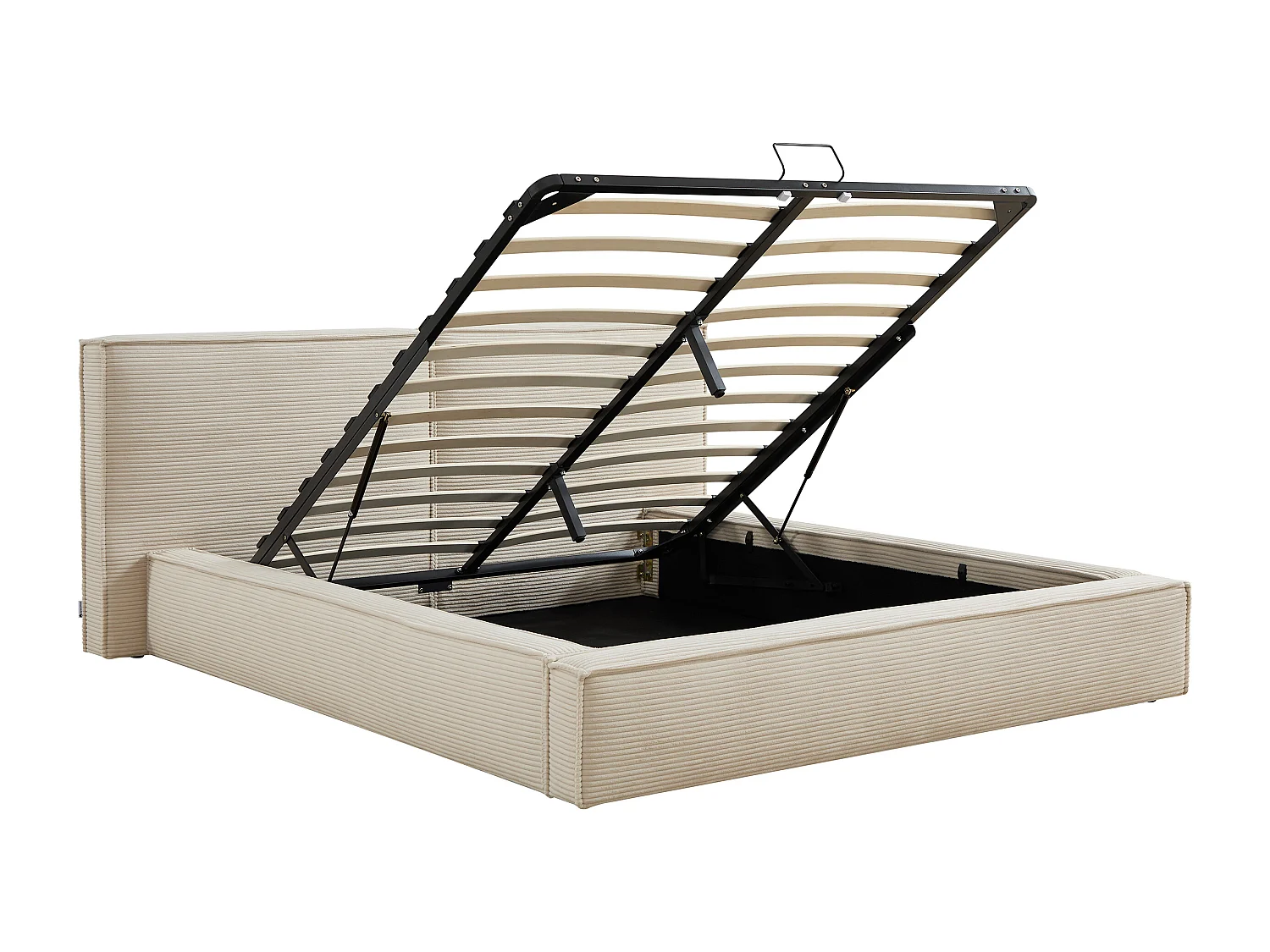 Lit coffre 160 x 200 cm – Velours côtelé – Beige - TAVESO