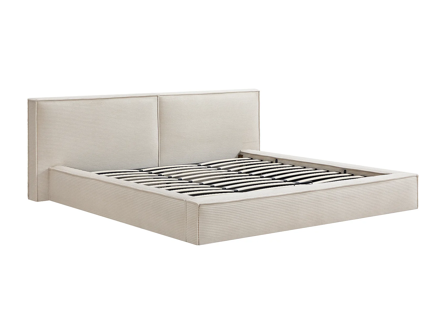 Lit coffre 180 x 200 cm – Velours côtelé – Beige - TAVESO