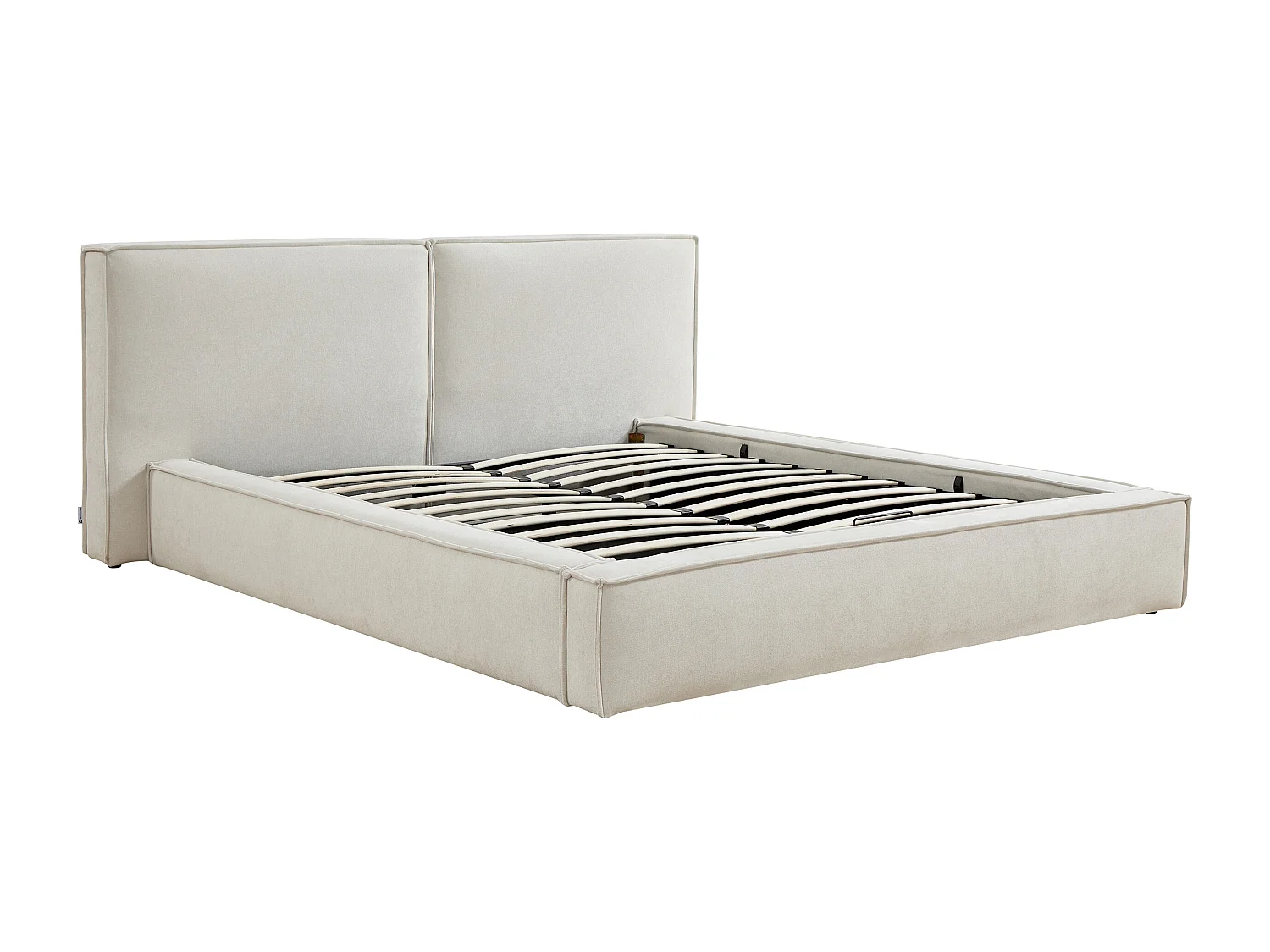 Lit coffre 160 x 200 cm – Tissu – Beige - TAVESO