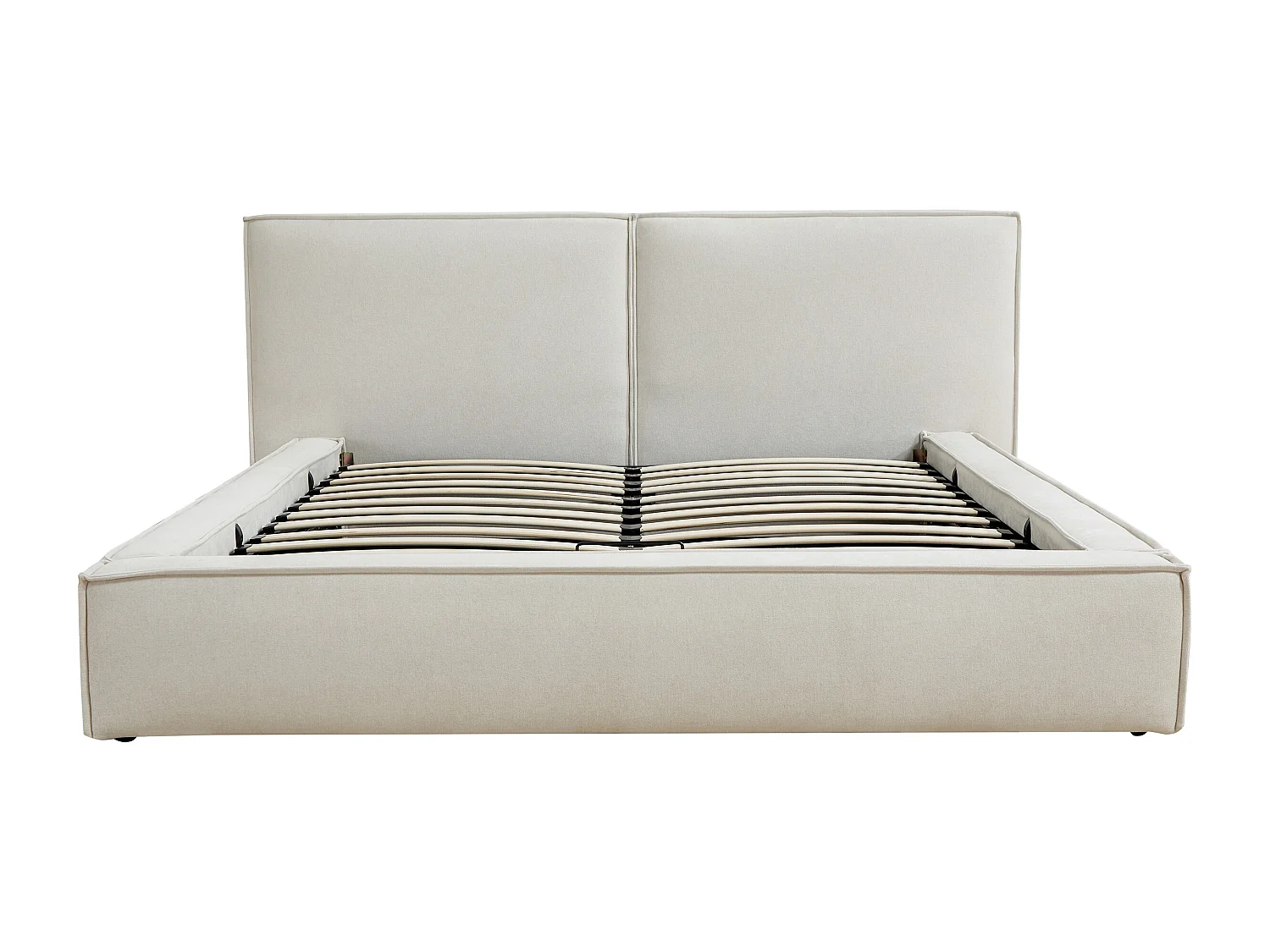 Lit coffre 160 x 200 cm – Tissu – Beige - TAVESO