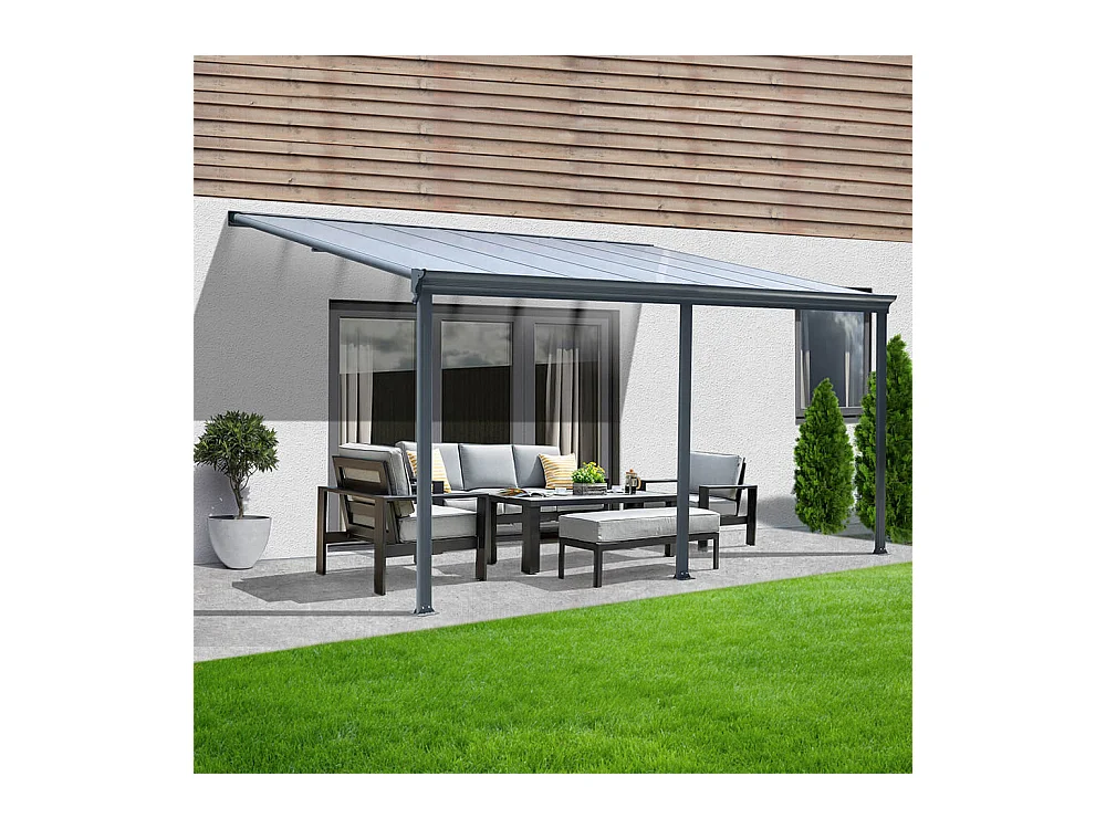Home Deluxe Abri de terrasse SOLIS Gris 434 x 303 x 226 / 278 cm
