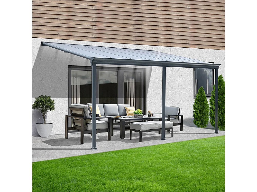 Home Deluxe Abri de terrasse SOLIS Gris 434 x 303 x 226 / 278 cm