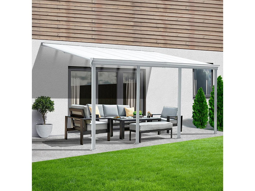 Home Deluxe Abri de terrasse SOLIS blanc 618 x 303 x 226 / 278 cm
