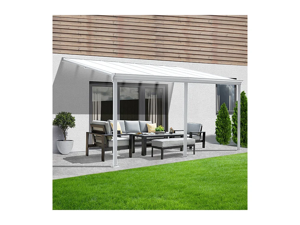 Home Deluxe Abri de terrasse SOLIS blanc 495 x 303 x 226 / 278 cm