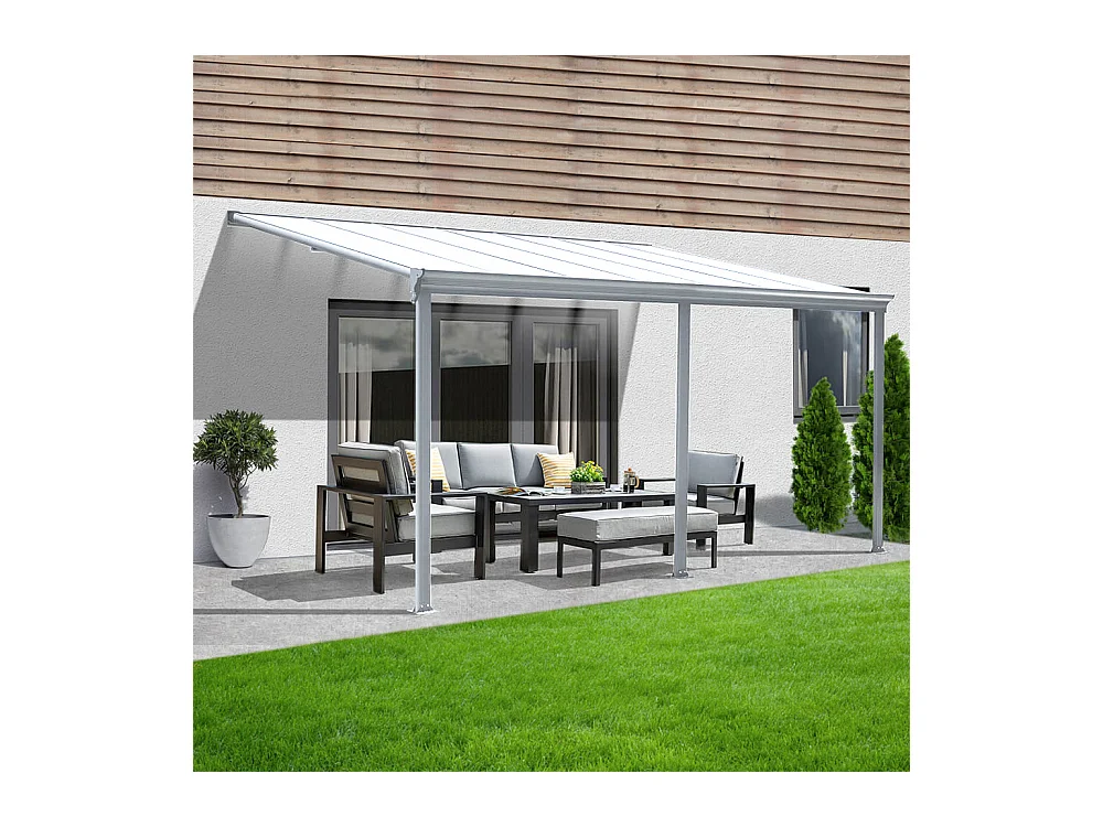 Home Deluxe Abri de terrasse SOLIS blanc 434 x 303 x 226 / 278 cm