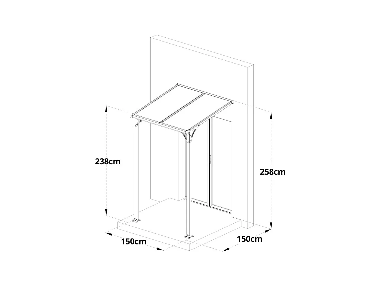 Home Deluxe Auvent CUBIS S - 150 x 150 x 238 / 258 cm
