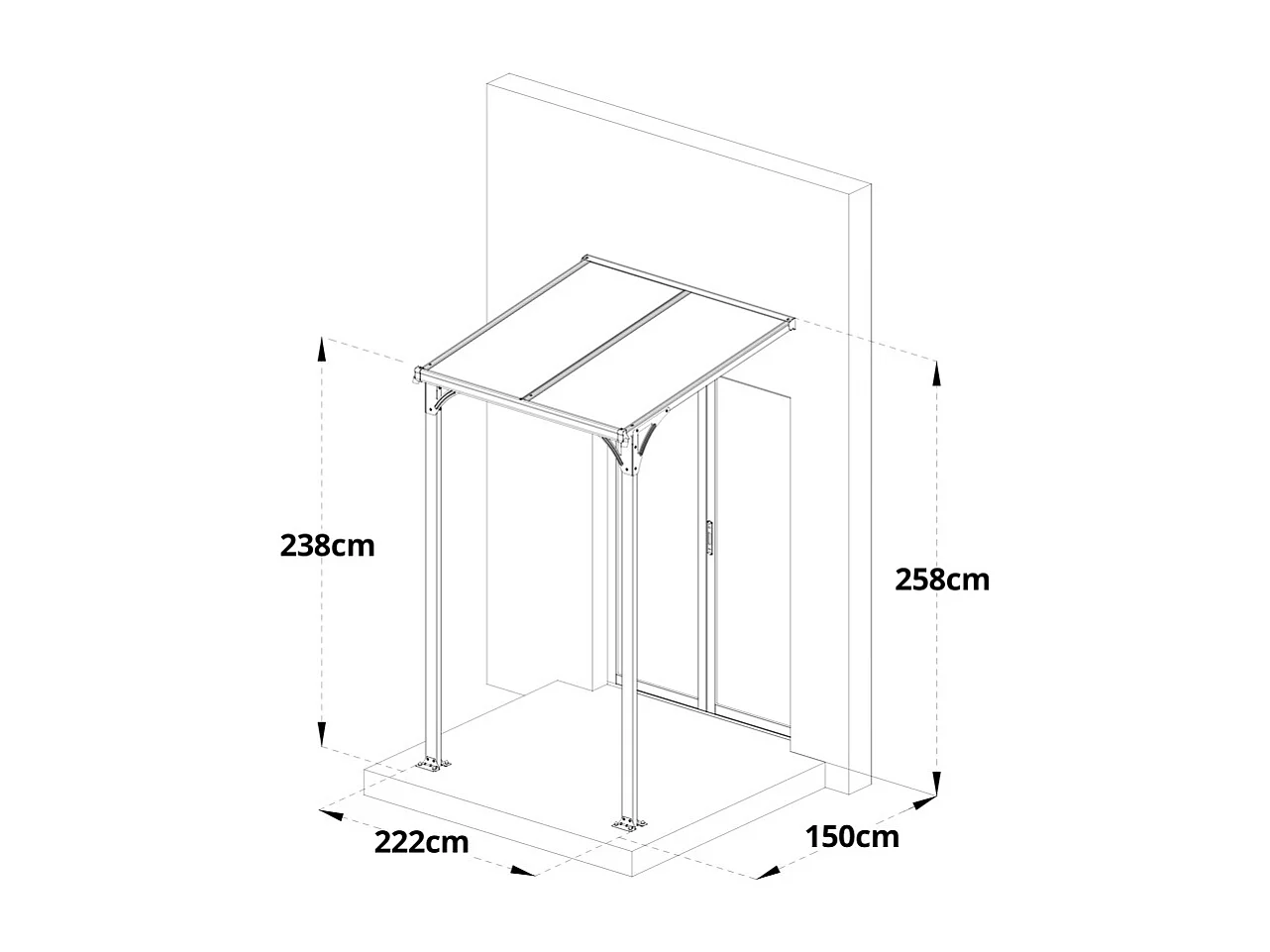 Home Deluxe Auvent CUBIS M - 222 x 150 x 238 / 258 cm