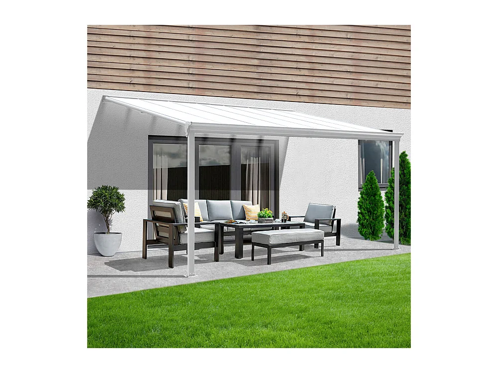 Home Deluxe Abri de terrasse SOLIS blanc 312 x 303 x 226 / 278 cm