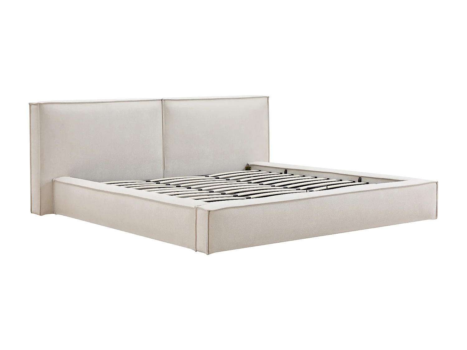 Lit coffre 180 x 200 cm – Tissu – Beige - TAVESO