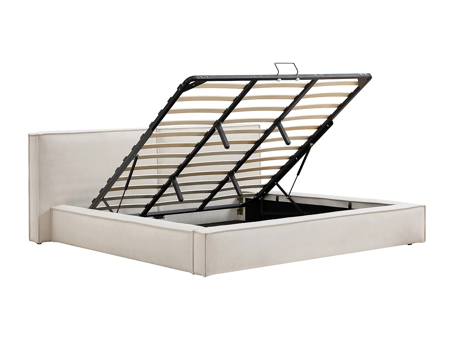 Lit coffre 180 x 200 cm – Tissu – Beige - TAVESO