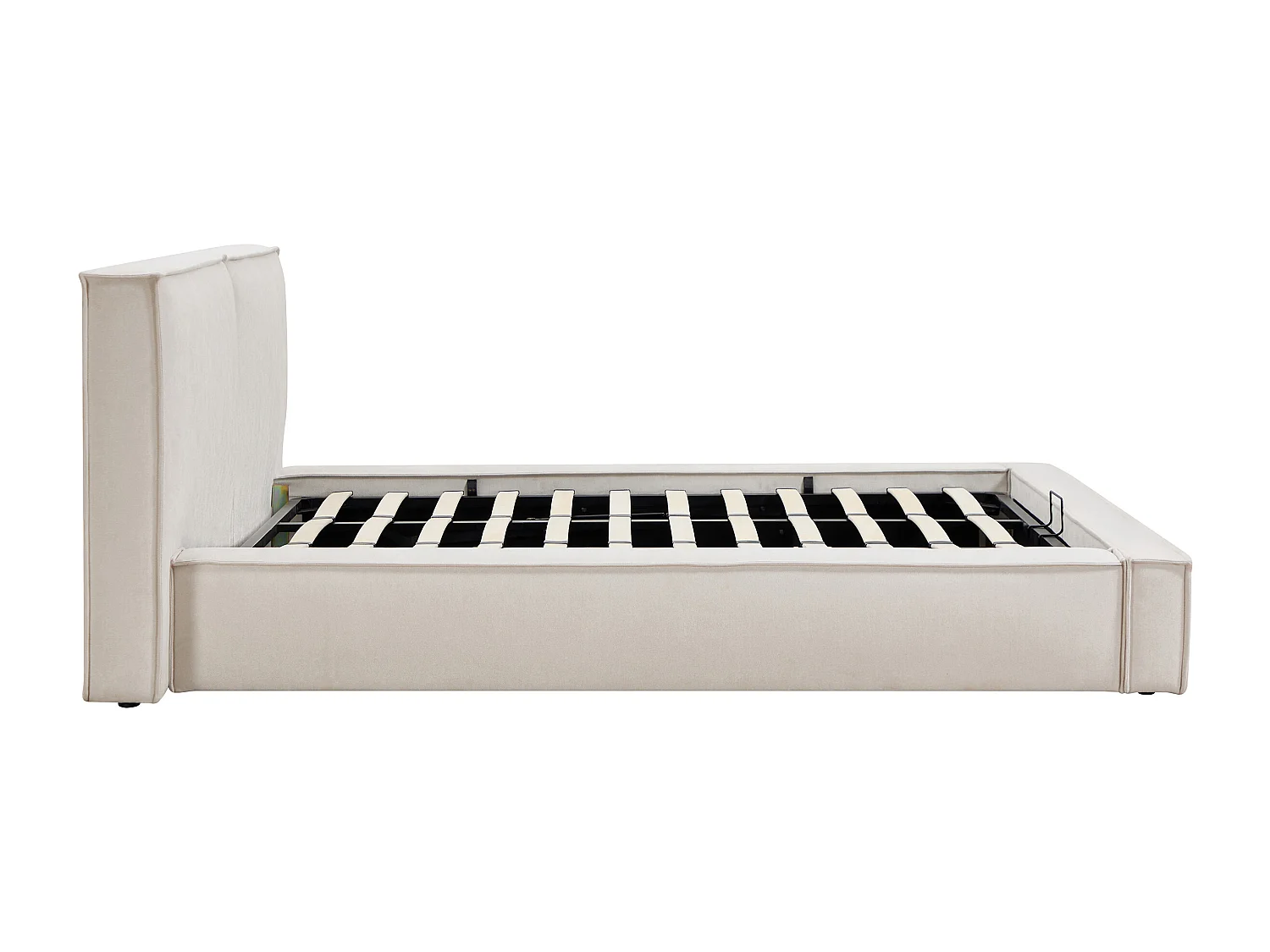 Lit coffre 180 x 200 cm – Tissu – Beige - TAVESO