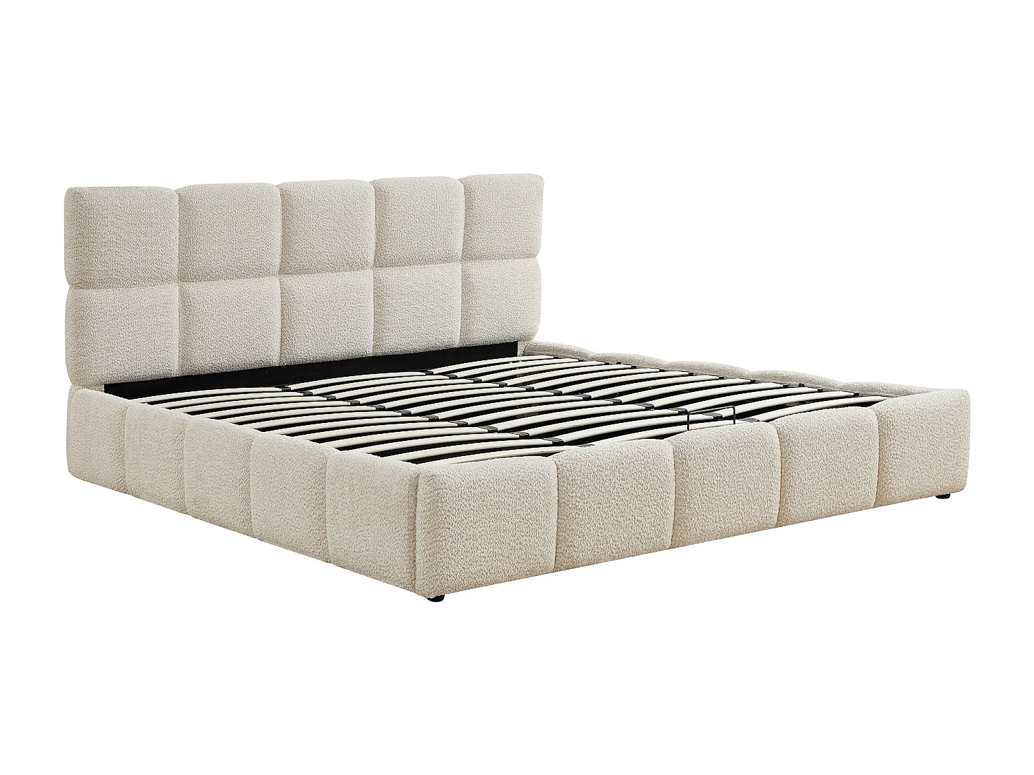 Lit coffre 180 x 200 cm – Tissu bouclette – Beige - DILUDO