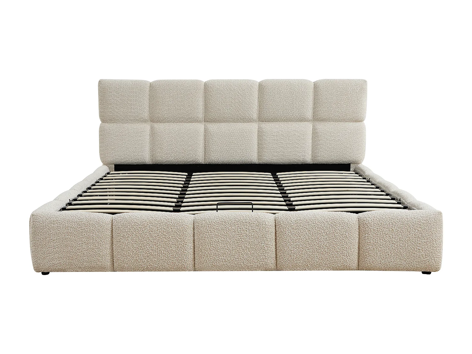 Lit coffre 200 x 200 cm – Tissu bouclette – Beige - DILUDO