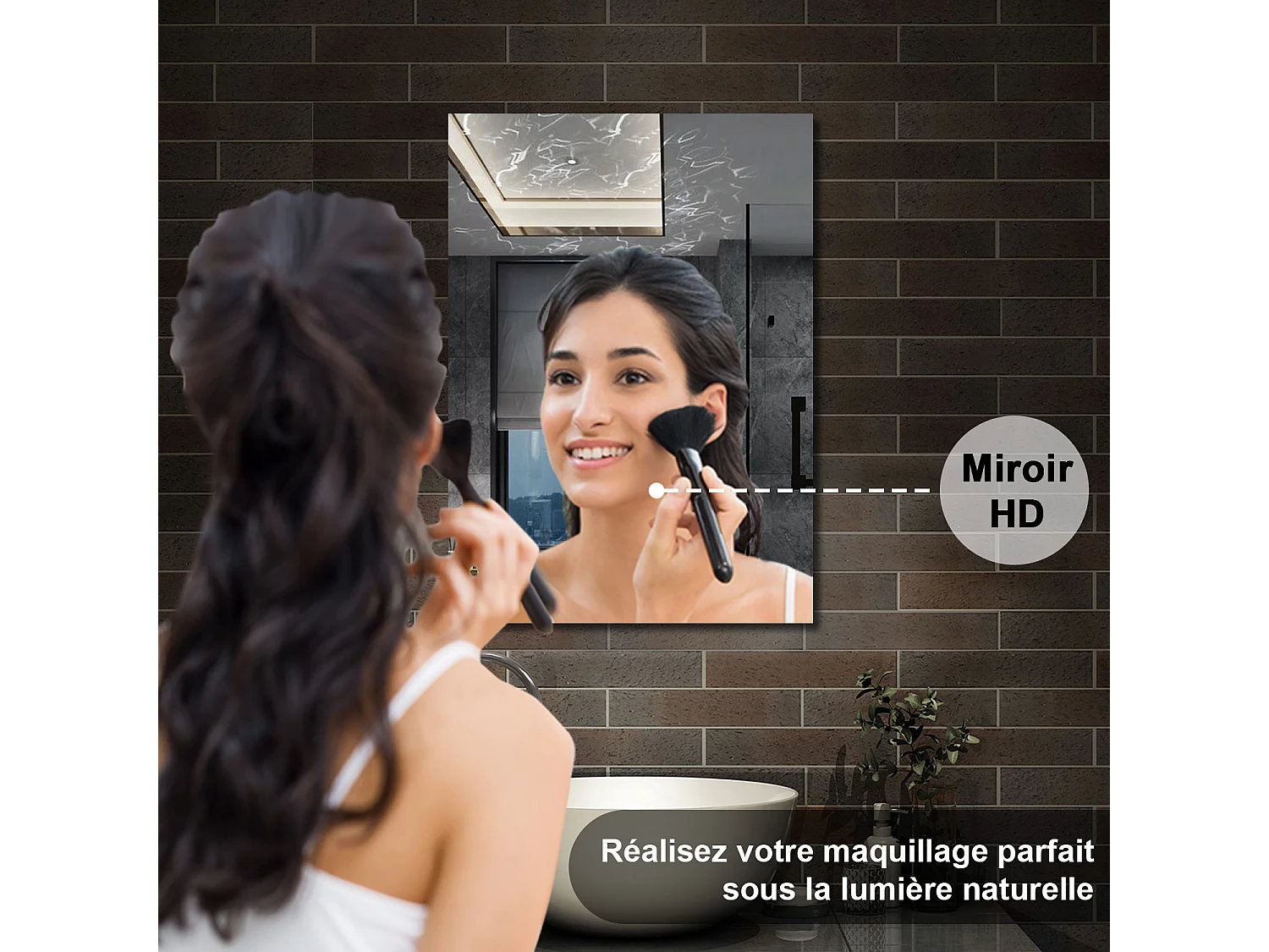 AICA Armoire murale de salle de bain, 70x40x13 cm, 3 Niveaux placard de rangement ( 2 Étagères ), Armoire de toilette, MDF sans LED, Chêne