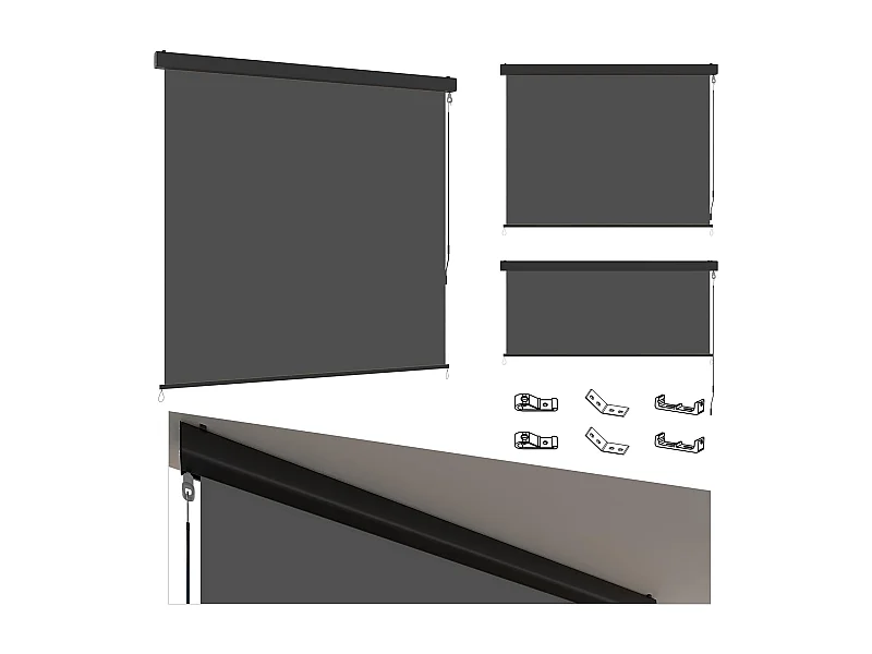 YODOLLA Store Vertical, Rétractable avec Coffre, Occultant Exterieur Fenetre, Auvent rétractable 160x250cm, pour Balcon, Terrasse, Jardin, Gris foncé