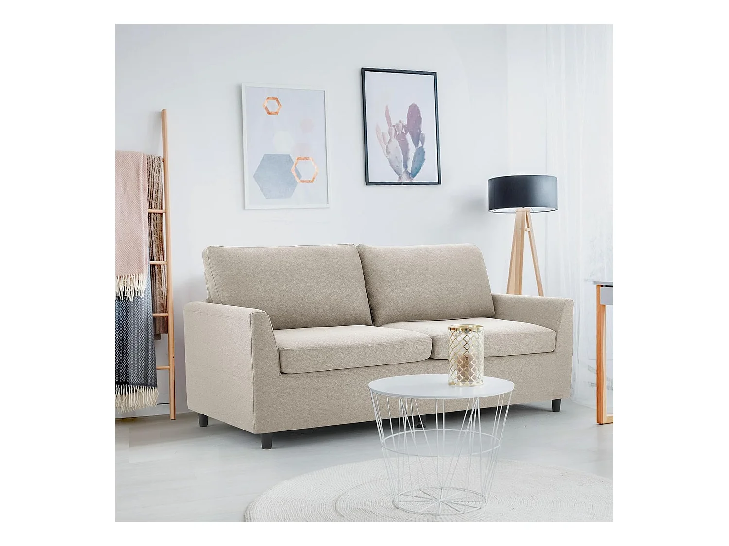 YODOLLA 2-Sitzer Sofa aus Leinen, mit abnehmbaren Bezügen. Modern und bequem für Wohnung oder Büro, Beige