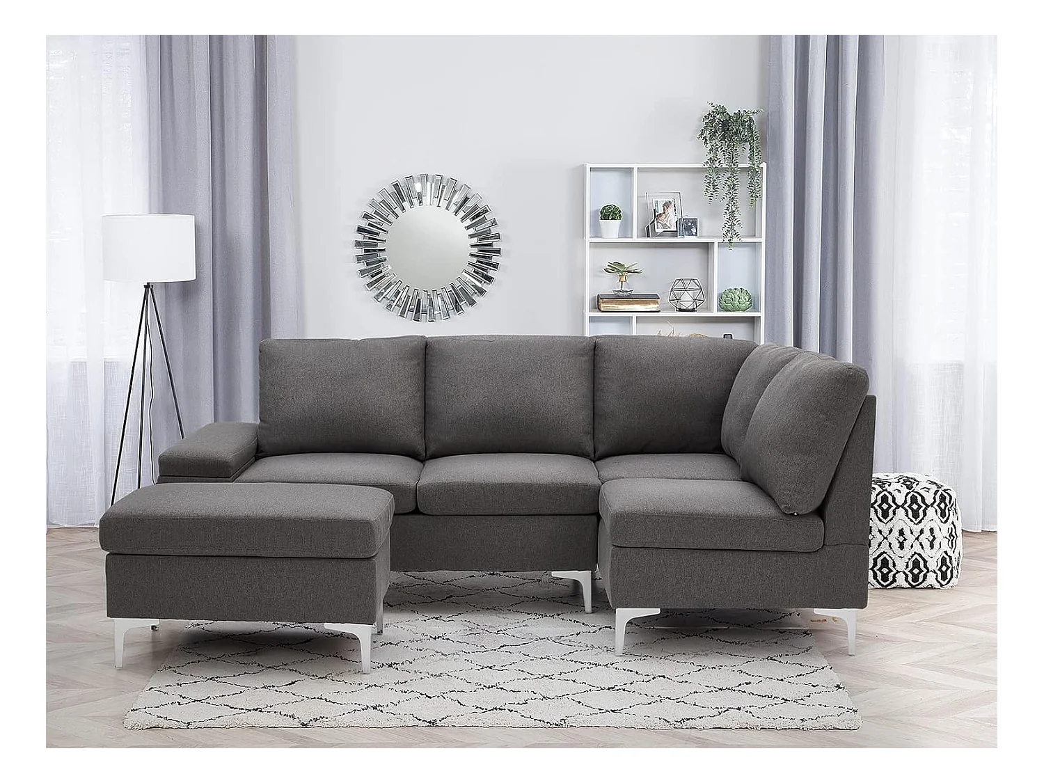 YODOLLA Ecksofa mit Schlaffunktion, Eckcouch Grau Sektional Sofa Couches für Wohnzimmer (Rechte Ecke)