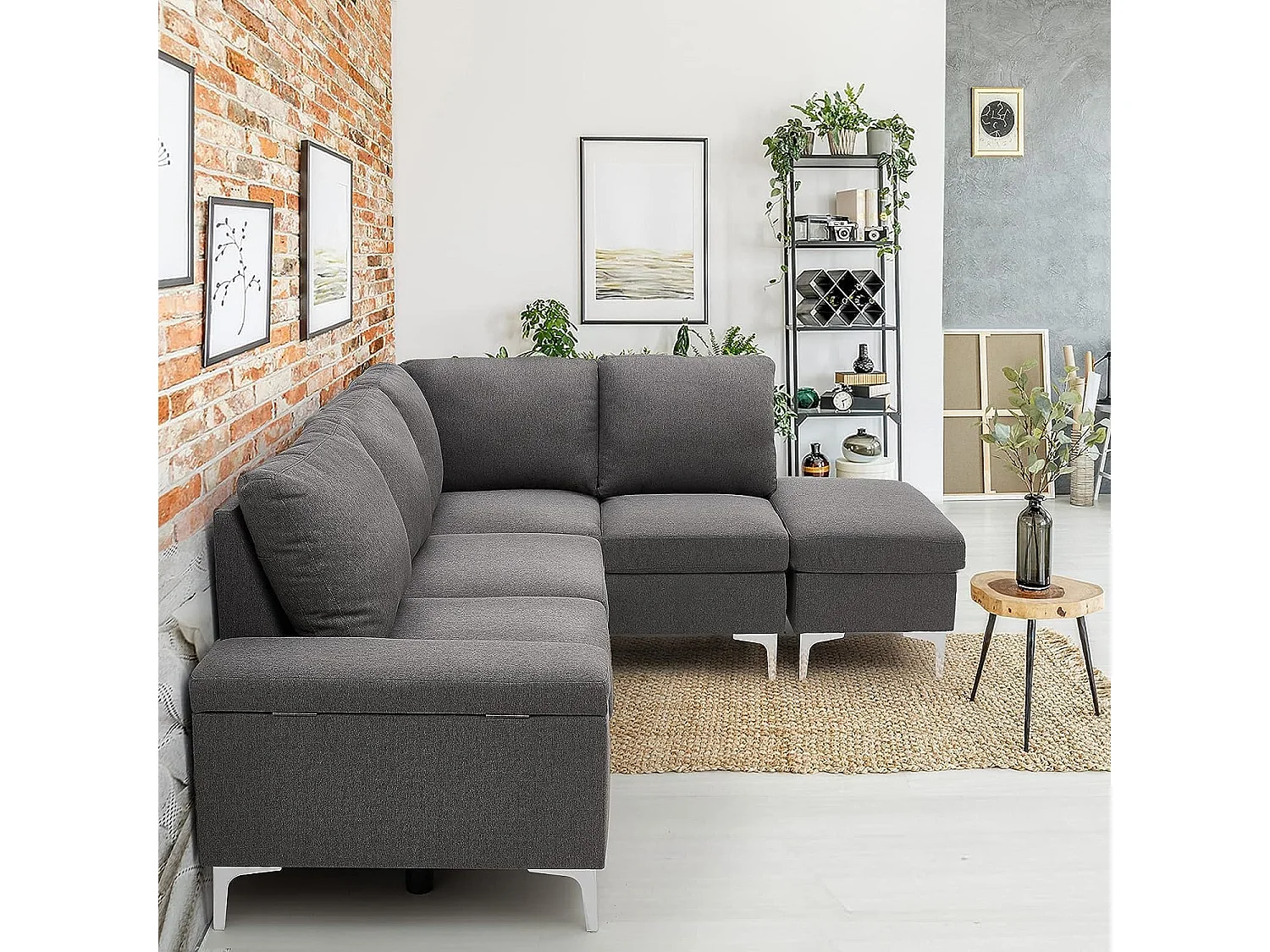 YODOLLA Ecksofa mit Schlaffunktion, Eckcouch Grau Sektional Sofa Couches für Wohnzimmer (Rechte Ecke)